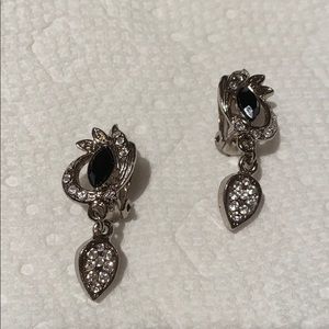 Clip on earrings black and silver earrings